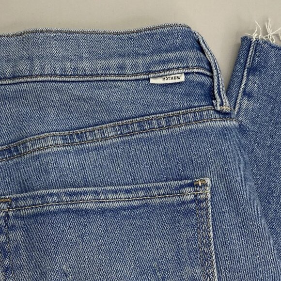 MOTHER Women's The Kick It Ankle Jeans Size 31 – "Can You Dig It" Blue, Frayed H - Picture 7 of 12